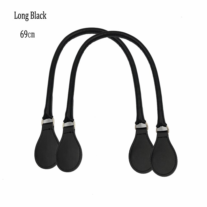 Longo falso couro alças redondas alça de cinto d fivela gotas para clássico mini obag cesta balde chique o bolsa acessórios: Long Black