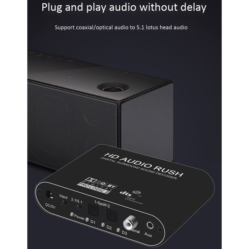 Dts Decoder Digital Optical Coaxial o Converter 5.1 Channel AC-3 o Decoder(EU Plug)