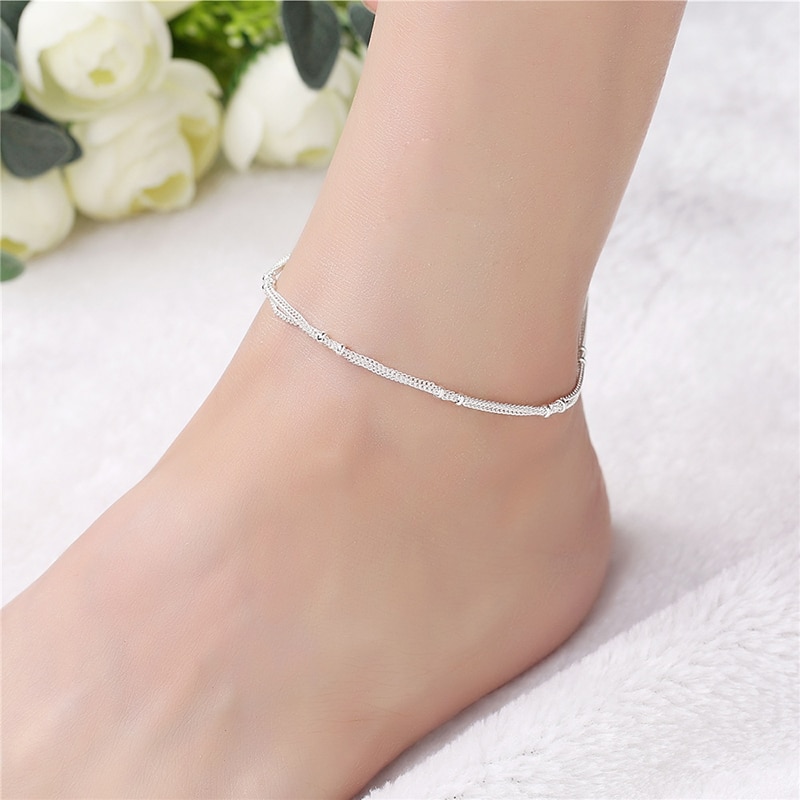 Neue 925 Sterling Silber Armbänder Schmuck Fußkettchen Für Frauen Party Zubehör Braut Dame Hochzeit Schmuckstück 1B113