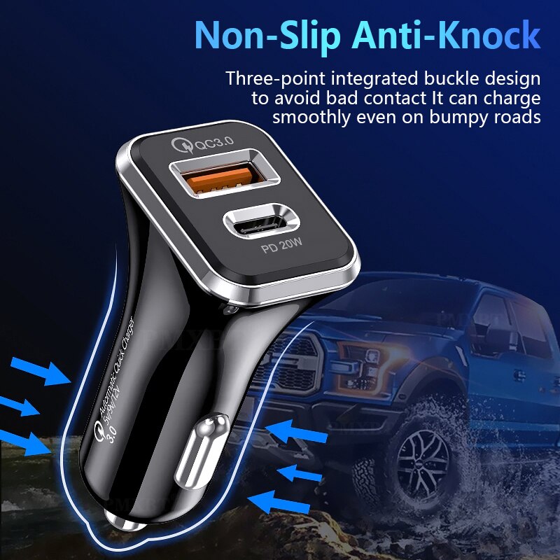 Enchufe USB de carga rápida para coche, cargador de teléfono móvil tipo C de 20W PD para iPhone 11 12 Pro Max Mini Xiaomi Redmi 10 9 8