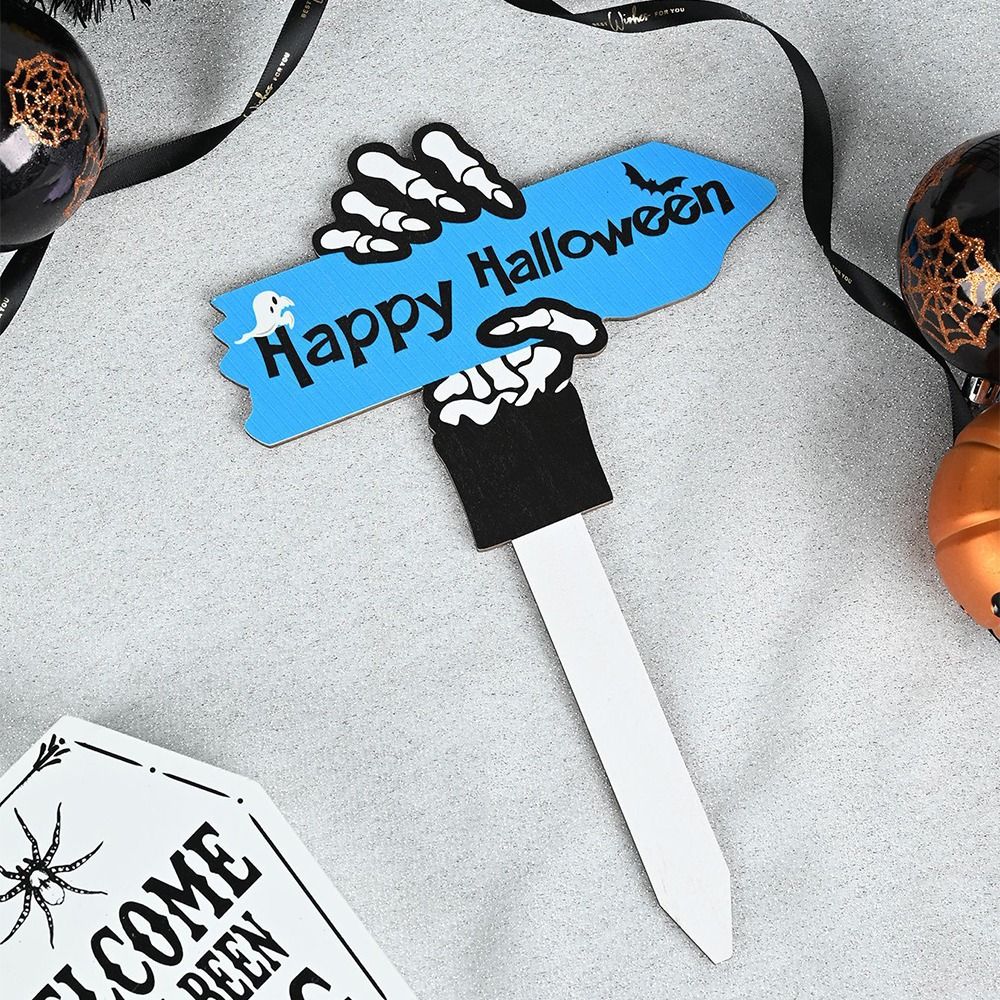 Letreros creativos de madera para jardín, letrero ligero Vintage para patio de Halloween, letrero decorativo festivo para suelo de patio, decoración para exteriores
