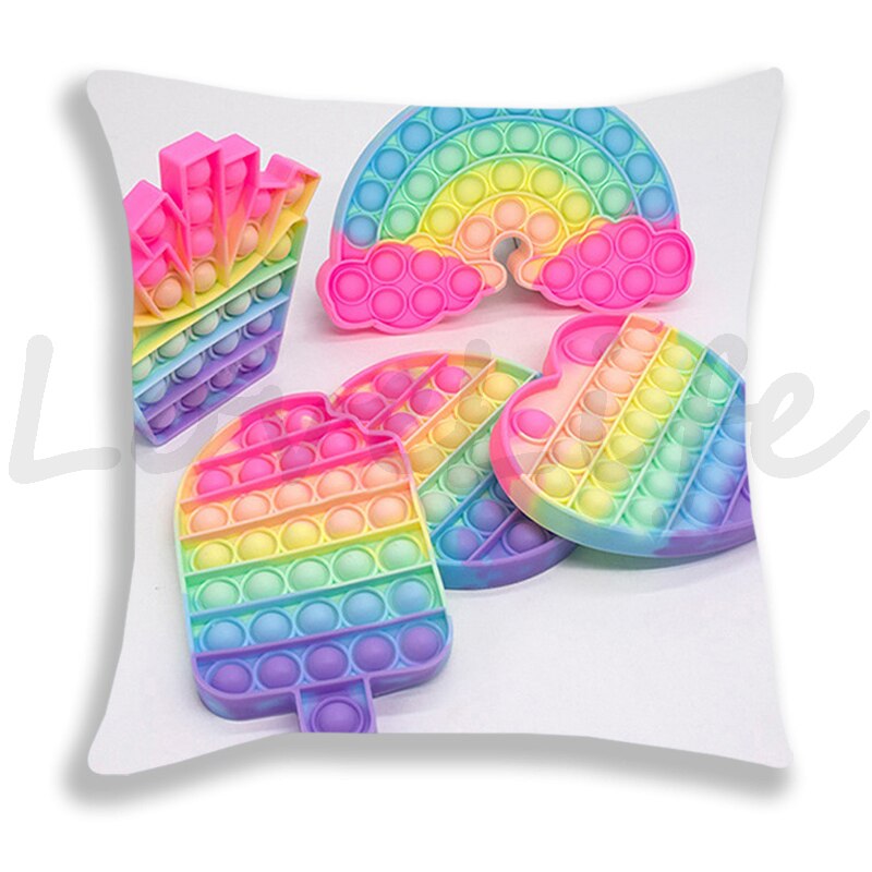 Pop Het Gedrukt Kussensloop Leuke Kussenhoezen Voor Fauteuil Bed Thuis Decoratieve Regenboog Kleur Kussensloop Kids kussensloop: 7