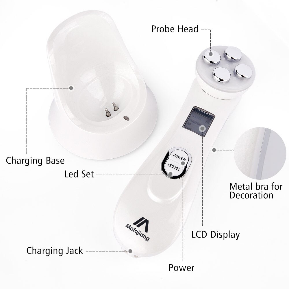 Facial Mesotherapy Electroporation RF Radio LED Photon Therapy Machine Face Lifting Massager Vibration Skin Rejuvenation Device