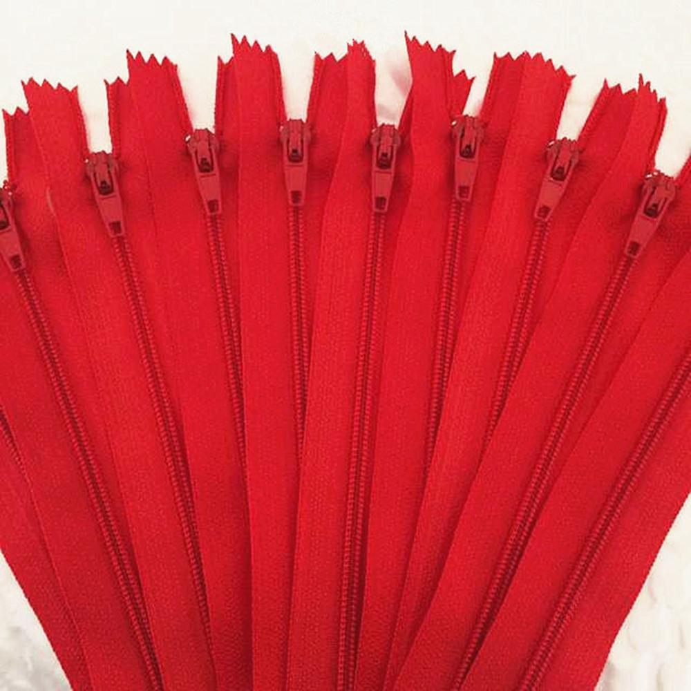 10 Stuks. Rood 50Cm (20Inch) Nylon Coil, Rits, Kleermaker, Crafter En Fgdqrs