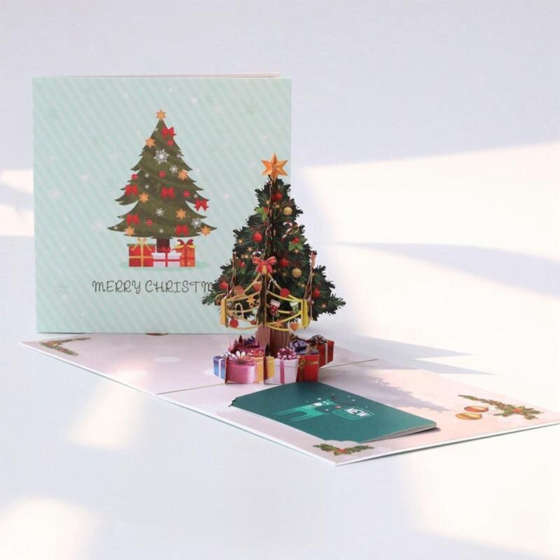 3D Unieke Postkaarten Uitnodigingen Kerstboom Wenskaart Met Envelop Kerstkaarten Voor Jaar Festival