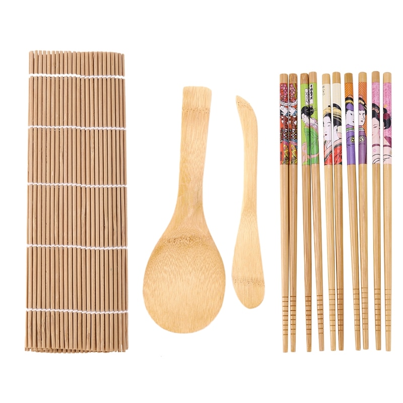 Juego de utensilios de cocina para hacer Sushi, Set de utensilios de cocina para hacer Sushi, molde de arroz, 9 unids/set: Default Title