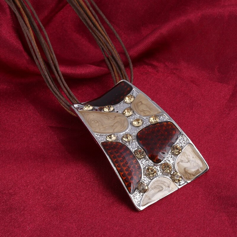 MINHIN nuovo Set di collana a catena in pelle con gemma smaltata per Set di gioielli da sposa per feste Set di gioielli estivi da donna