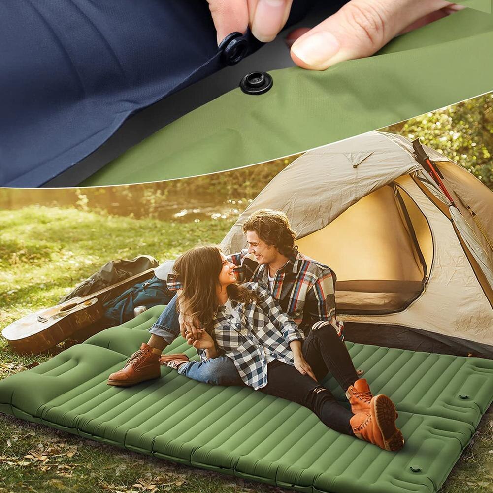 Matelas De Camping Gonflable Ultraléger 190x58cm Avec Pompe Intégrée Et Oreiller - T04
