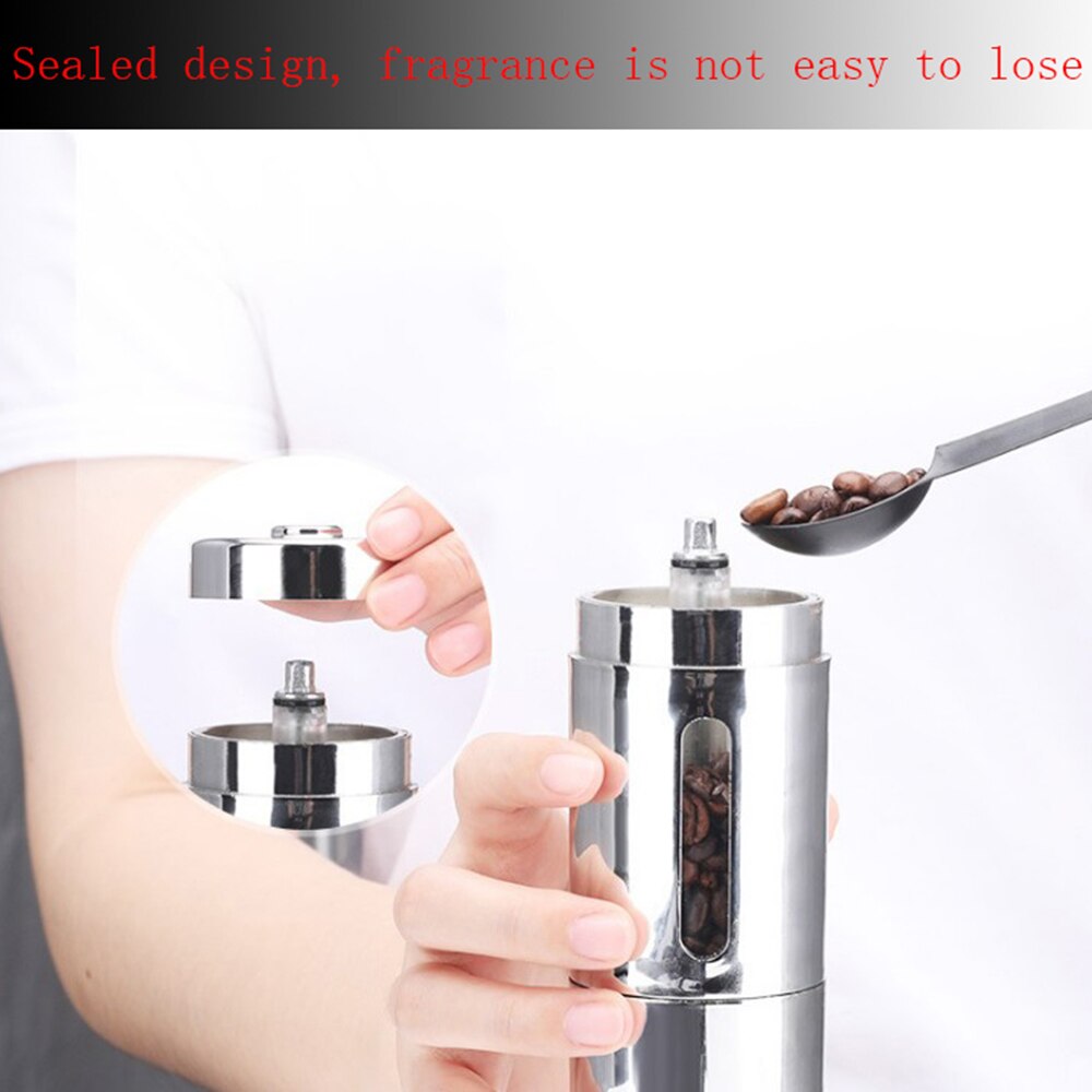 Draagbare koffiezetapparaat handmatige koffiemolen conische braammolen geborsteld roestvrij staal thee keuken koffie accessoires apparatuur