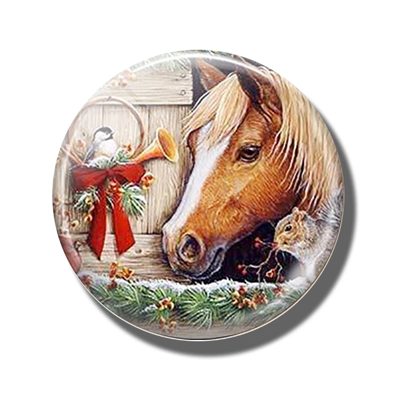 Pferd 30 MM Kühlschrank Magnet Glas Kuppel Cabochon Magnetischen Kühlschrank Aufkleber Hinweis Halfter Nette Tiere Wohnkultur: Rosa