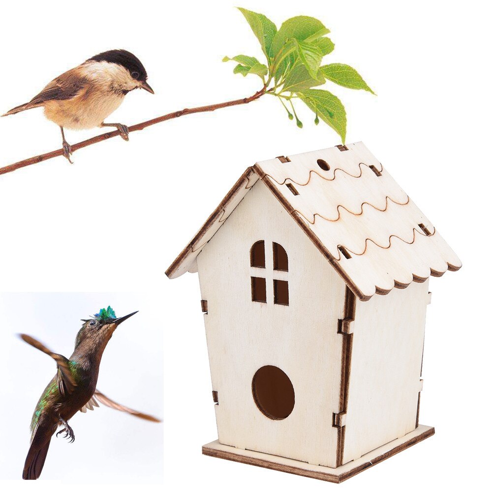 Diy House Bird Box Wooden Bird House Wall-mounted Outdoor Bird Nest Birdhouse Wooden Box Natural Wooden Bird Cage