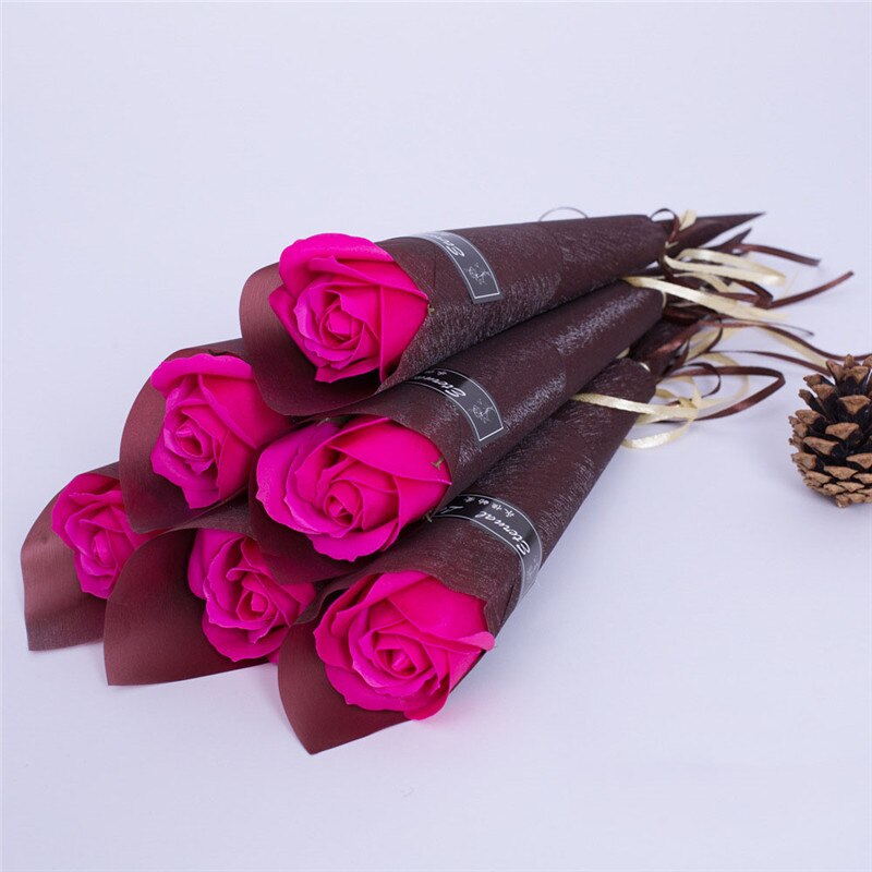 1pc romantiske kunstig såpe rose blomster bukett enkelt nellike for hjemmet bryllup dekor gjør det selv forsyninger valentinsdag: A2