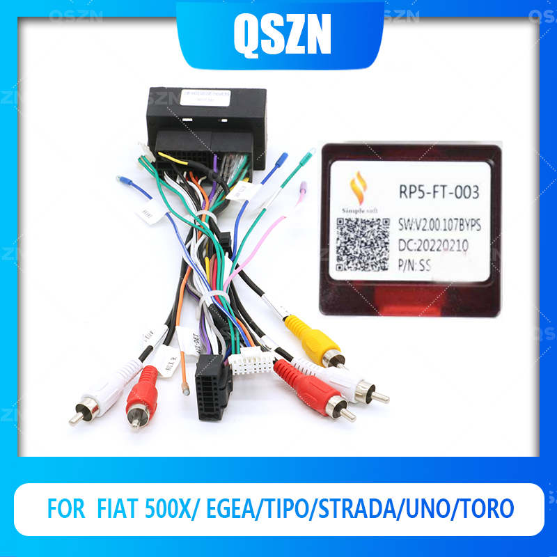 QSZN DVD Canbus Box FT-SS-05/RP5-FT-003 For FIAT 500X/ EGEA/TIPO/Strada/UNO/TORO Android 2 din Harness Wiring Cables Car Radio: black