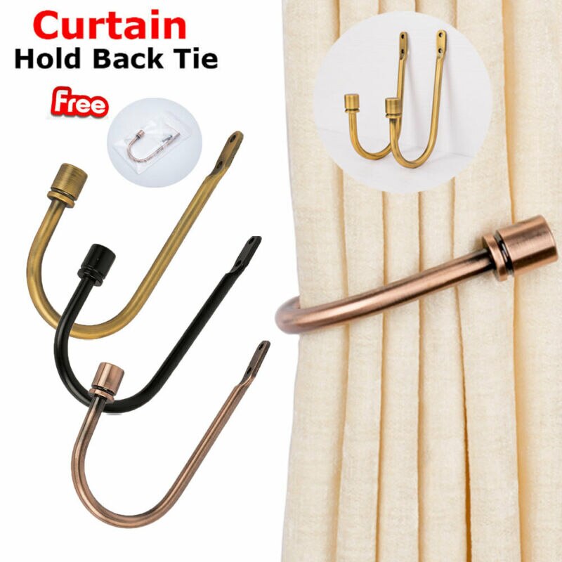 En forme de U grand rideau tenir en arrière en métal cravate gland bras crochet porte-boucle fenêtre mur décoration maison fournisseurs