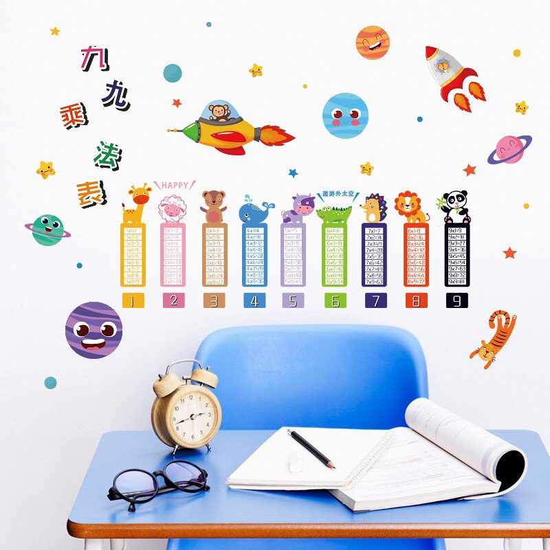 DIY wall stickers multiplication table space rocket star children's room kindergarten wall decoration baby puzzle stickers C24