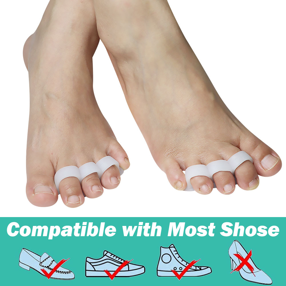 Pexmen 2Pcs/Bag Gel Toe Separators Toe Spacers Straightener for Bunions Hammertoe Overlapping and Claw Toes Reduce Foot Pain