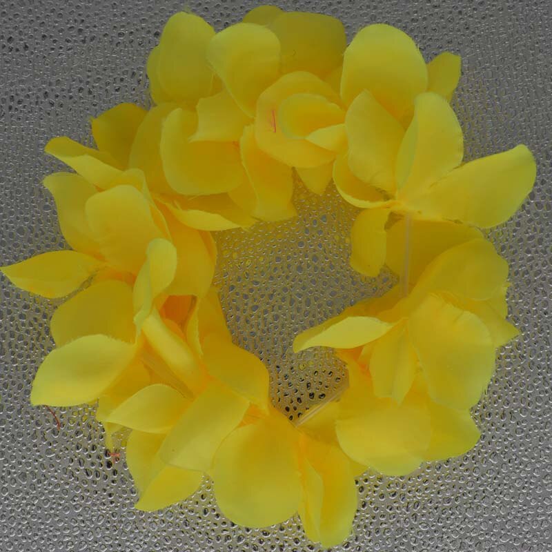 1 st hawaiianska konstgjorda blommor leis krans halsband krans självhäftande klänning hawaii strandfest dekoration påsk: Gult huvud leis