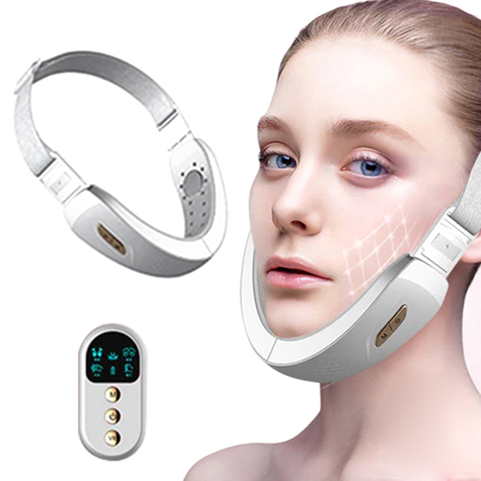 Vibration Massage Jawline Shaper Smart Remote Control Bluetooth Face Chin Slimming Device Health99: White