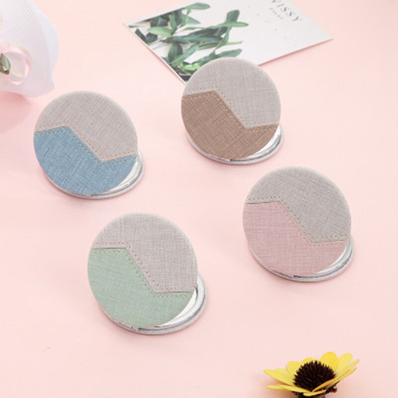 Petit miroir rond en cuir | Patchwork Double face, miroirs pliants cosmétiques portables, miroirs décoratifs