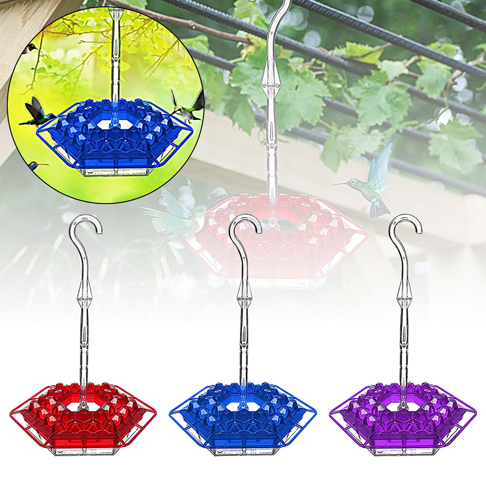 Mangeoires d'extérieur pour colibris, 30 Ports d'alimentation, fenêtre suspendue, mangeoire pour oiseaux sauvages, pour jardin extérieur, décoration de cour, tôlerie intégrée