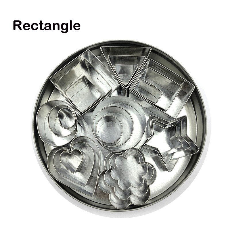 24 Pcs/set Baking Tools Cookie Chocolate Cake Baking Set DIY Kitchen Tool Cookie Cutters Mold Birthday Party Decoration: Rectangular