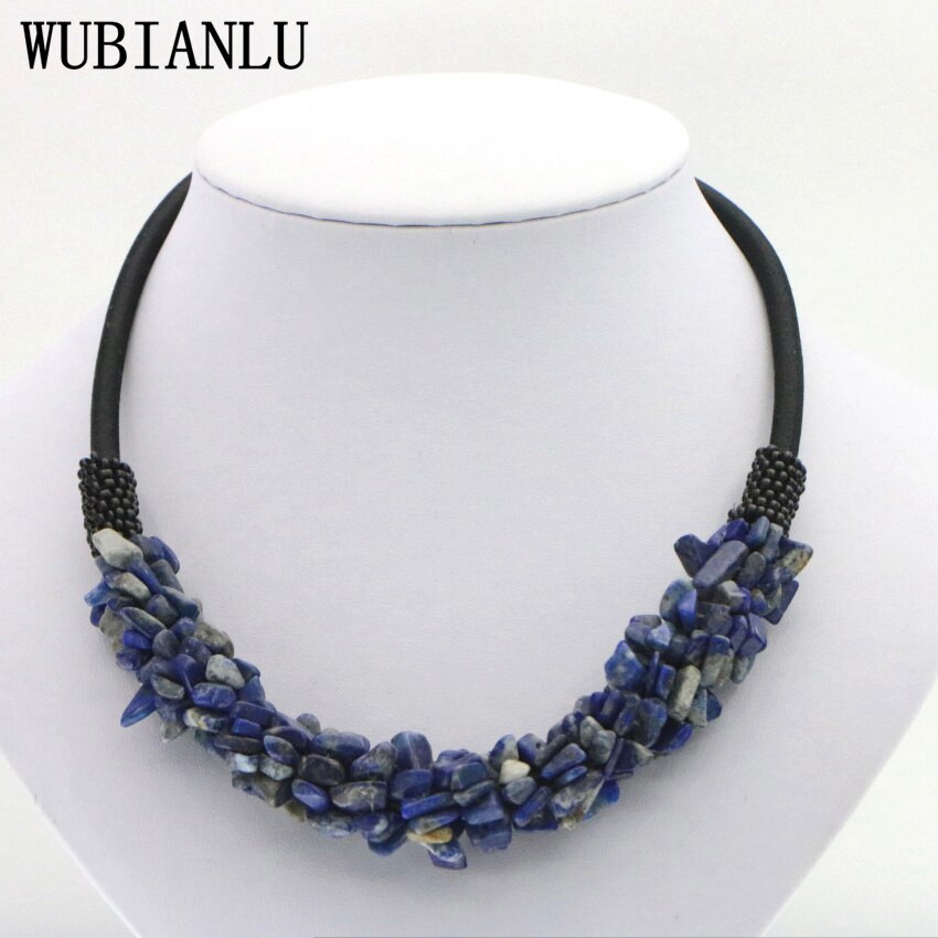 WUBIANLU 13 Styles Natural Spar Coral Tourmaline Lapis Lazuli Agates Aventurine Chokers Necklaces For Women Costume Jewelry