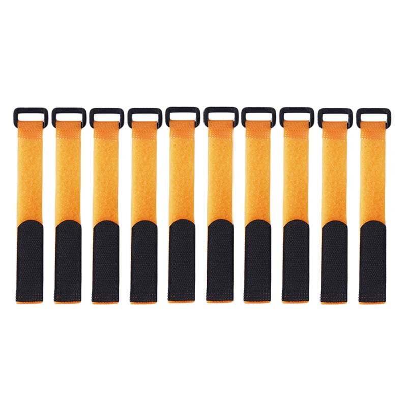 10pcs/set Reusable Fishing Rod Tie Holder Strap Suspenders Fastener Hook Loop Cable Cord Tie Belt Fishing Tackle Box Accessories: 10PCS Orange