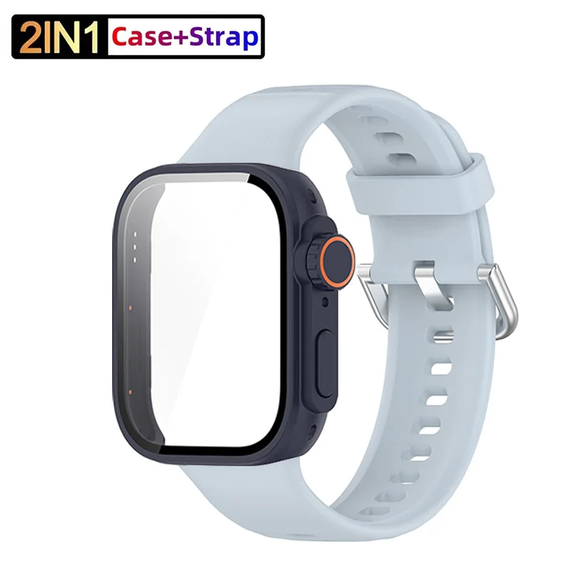 Correa de silicona para Huawei Watch Fit 3 Band con funda protectora de pantalla mejorada a Ultra2 funda para Huawei Fit 3 accesorios de muñeca: Blanco de luz