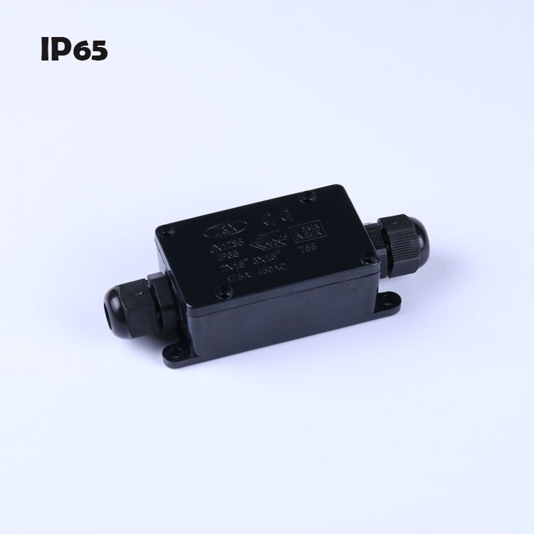 IP65 Wasserdicht Schwarz Kunststoff Kabel Draht Stecker Drüse Elektrische 2-Kabel Kreuzung Kasten mit Terminal