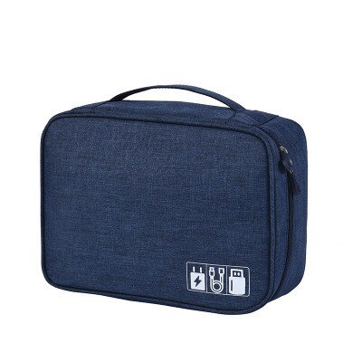 Travel Cable Bag Portable Digital USB Gadget Organizer Charger Wires Cosmetic Zipper Storage Pouch Kit Case Accessories Supplies: M / Navy