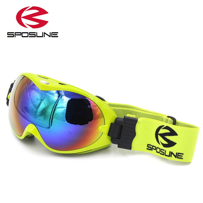 Barn snøskibriller for gutter jenter anti fog  uv400 doble linse vinter snowboardbriller googles skibrille barn skibriller: Grønn ramme