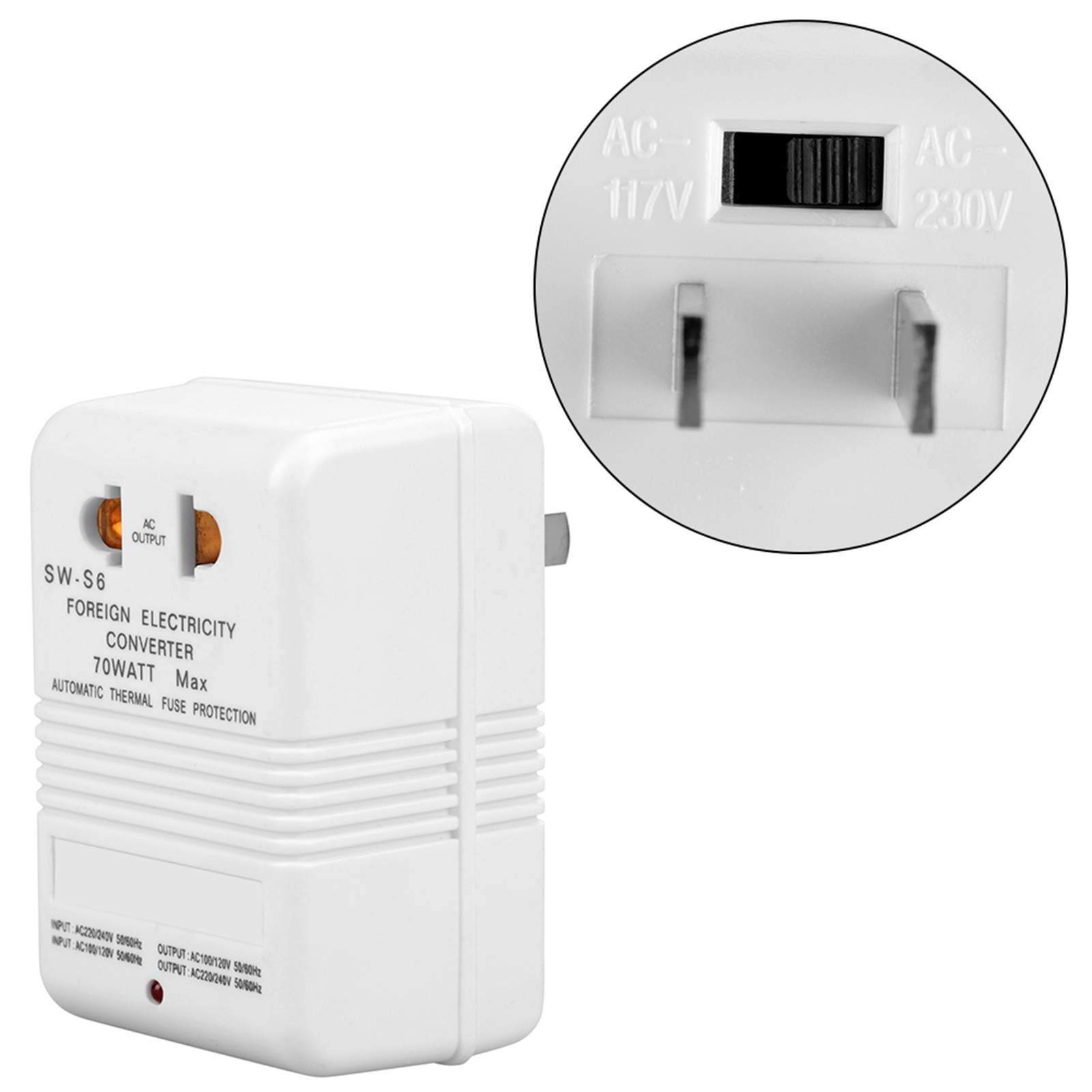 70W 110V/120V naar 220V/240V StepUp & Down spanningsomvormertransformator (CN standaardstekker)