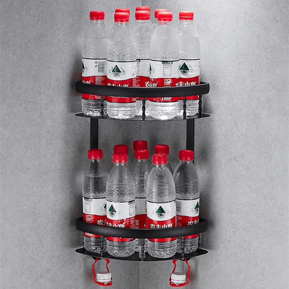 Sort aluminium badeværelseshylder shower caddy flydende hylde badeholder hardware tilbehør shampoo opbevaring