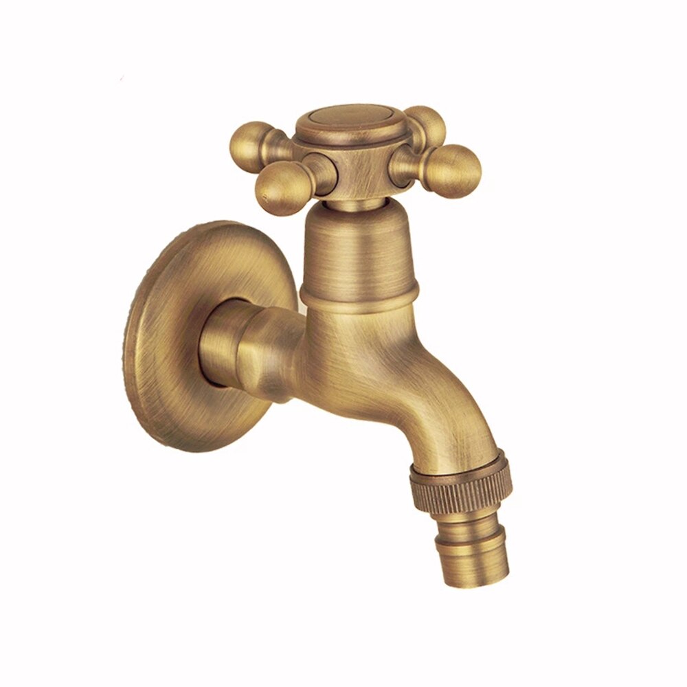 Wall Mount Bibcock Brass Retro Tap Decorative Outdoor Garden Taps Washing Machine Mop Luxury Antique WC Faucet: Short Wash Machine