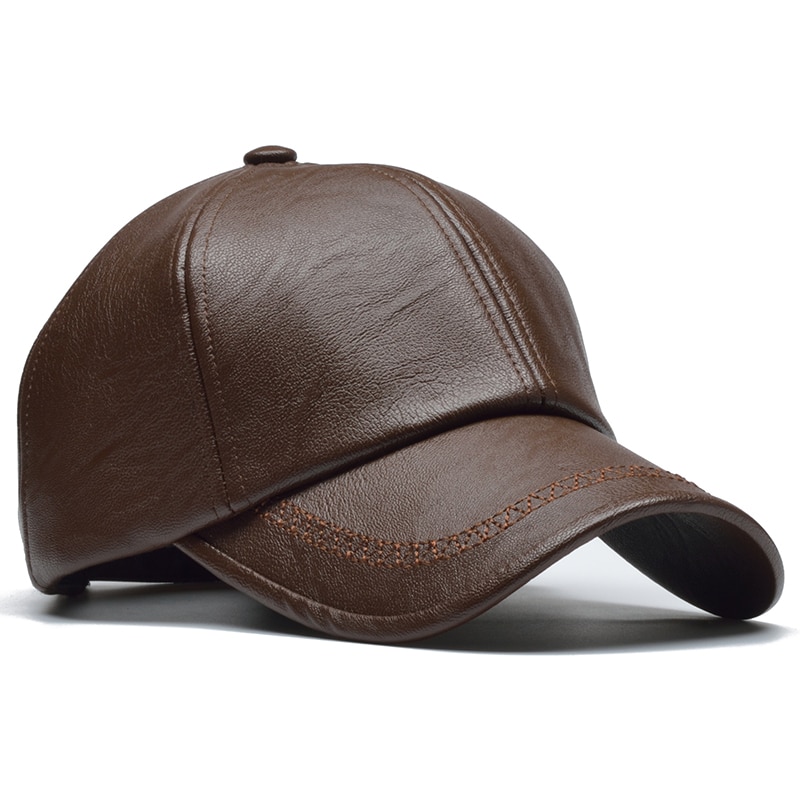 [northwood] læder kasket til mænd solid vinter pu læder baseball kasket mærke snapback hat ben masculino monteret hatte