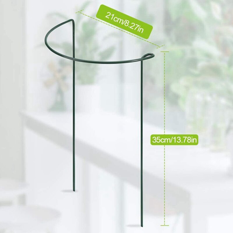 6 Pcs Half Round Garden Plant Support Ring Hoop Metal Plant Stake for Garden Rattan Clematis Planting