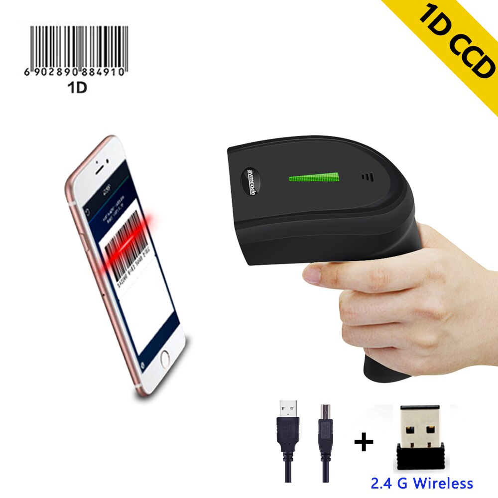 1D 2D 2.4Ghz Wireless Barcode Scanner,QR Bar code Reader 30-100 meters Transfer Distance,16M Storage Space,Data Matrix,PDF 417