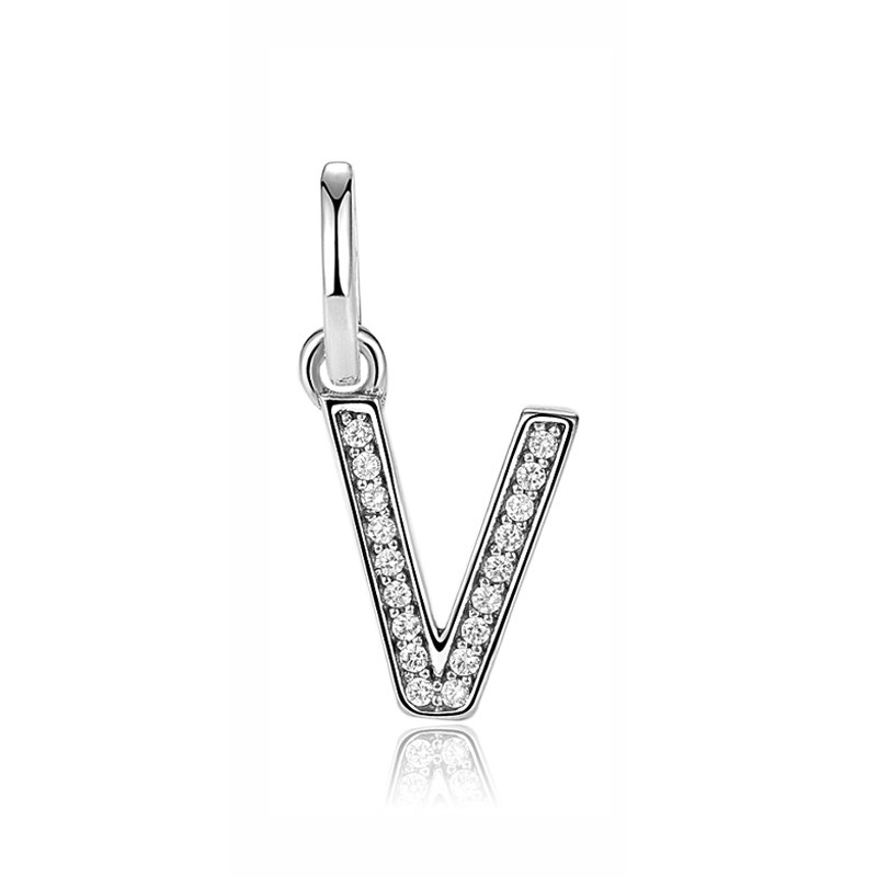 Original 100% de Plata de Ley 925 del encanto del grano de A-Z cartas colgante encantos alfabeto pulseras de las mujeres la fabricación de la joyería DIY