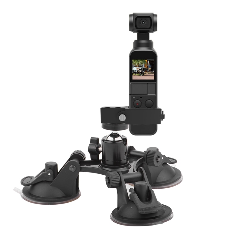 Soporte de coche vacío Triple montaje de ventosa de succión para DJI Osmo accesorio estabilizador de cámara de bolsillo con adaptador de expansión