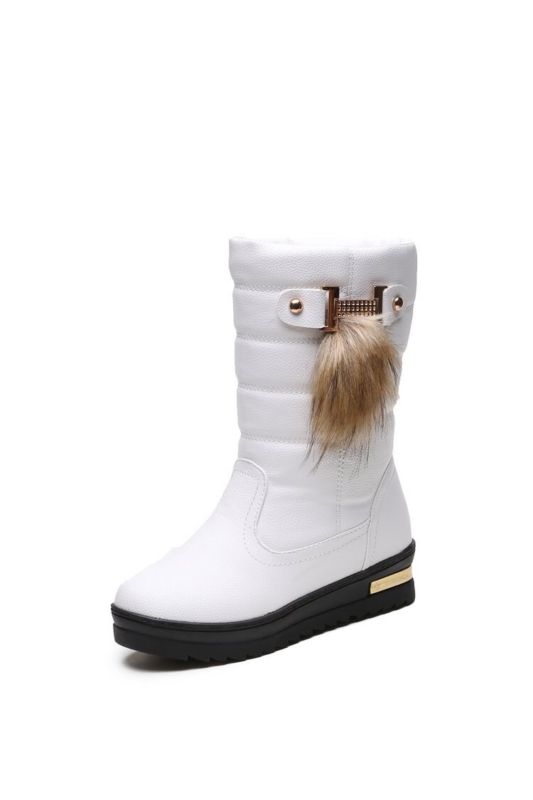 Agutzm dames sneeuwlaarzen dames hoge hakken winterlaarzen dames laarzen witte warme bont plateau schoenen vrouw  a371: Wit / 7