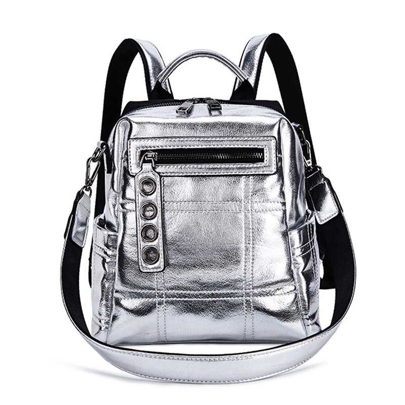 NIGEDU Glitter Backpack Women Shoulder bag Multifunction Backpacks For Teenage Girls Schoolbag Female Rucksack Travel Bag Silver: Default Title