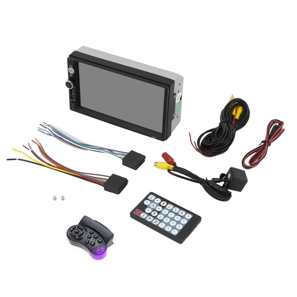Reproductor MP5 para coche 7010B, 7 pulgadas, doble 2DIN, BT, pantalla táctil, Radio Estéreo, reproductor Multimedia, 4 cámaras de luz, Control de dirección