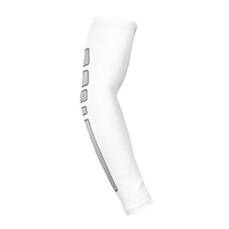 Basketball Armguard Sports Protective Gear Tennis Riding Taekwondo Breathable Warm Long Bracers Sleeve Sunscreen Arm Set: White / XL