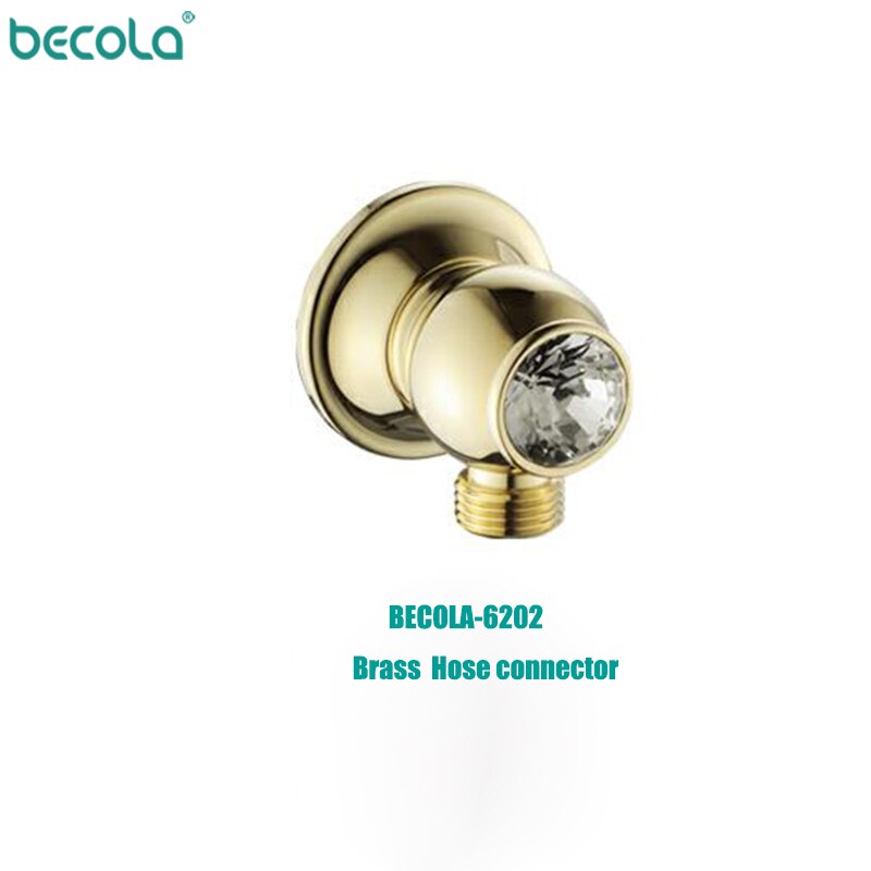 BECOLA, , cromado, accesorios para grifos de baño, oro rosa, latón, montado en la pared, Conector de manguera de ducha, Unidad de codo de pared: 6202golden
