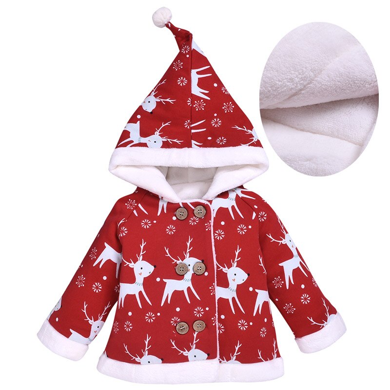 Drengepige tøj baby vinterfrakke outwear jakker hætteklædt elg juletøj fødselsdag nyfødte frakker drenge piger tøj