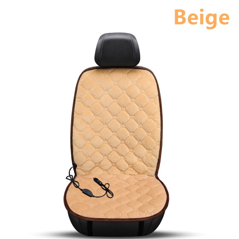Fast Heated & Adjustable Heated Car Seat Cover Car Electric Heated Seat Car Styling Winter Cushion Pad Cushions Auto Covers 12V: 1pc beige front