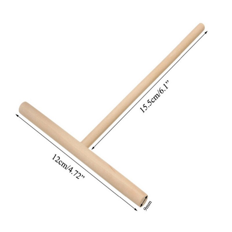 Wooden Rake Practial T Shape Crepe Maker Pancake Batter Wooden Spreader Stick Home Kitchen Tool Kit DIY Use