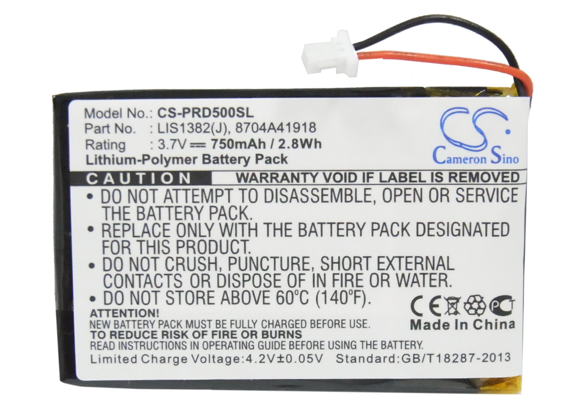 Cameron Sino 750Mah Batterij LIS1382(J) Voor Sony Draagbare Lezer PRS-500, PRS-500U2, PRS-505, PRS-505SC/Jp, PRS-700BC, PRSA-CL1