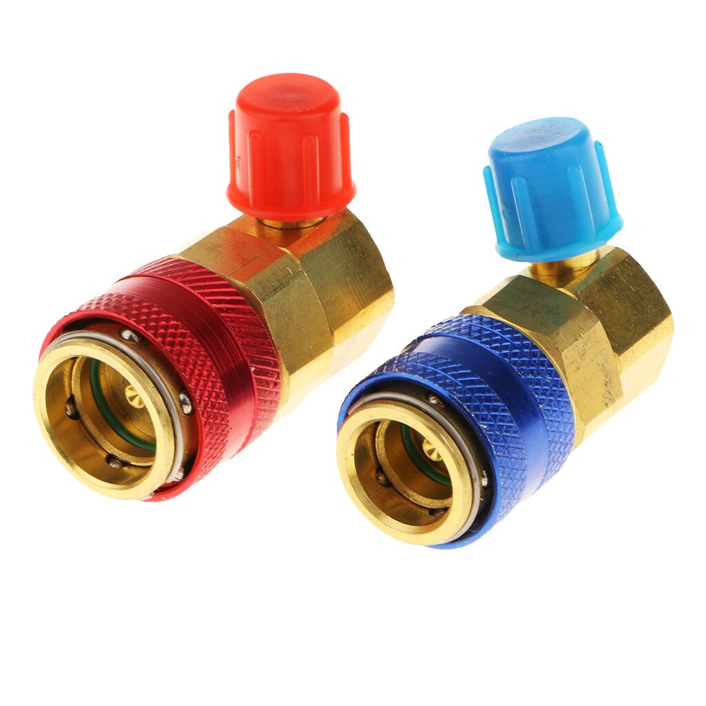 Par de conectores rápidos para coche, Kit de adaptador acoplador para HVAC 1/4 R134a Hi Low Air acondicionado