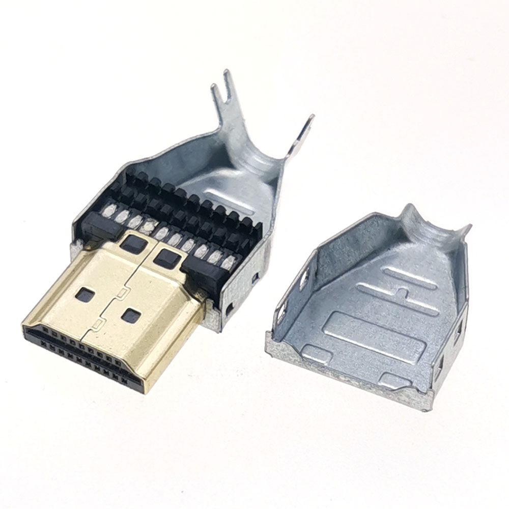 10pcs DIY HDMI-compatible Plug Connector kits Solder Wire Welding Connectors 20P HD DIY Male Plug Metallic housing